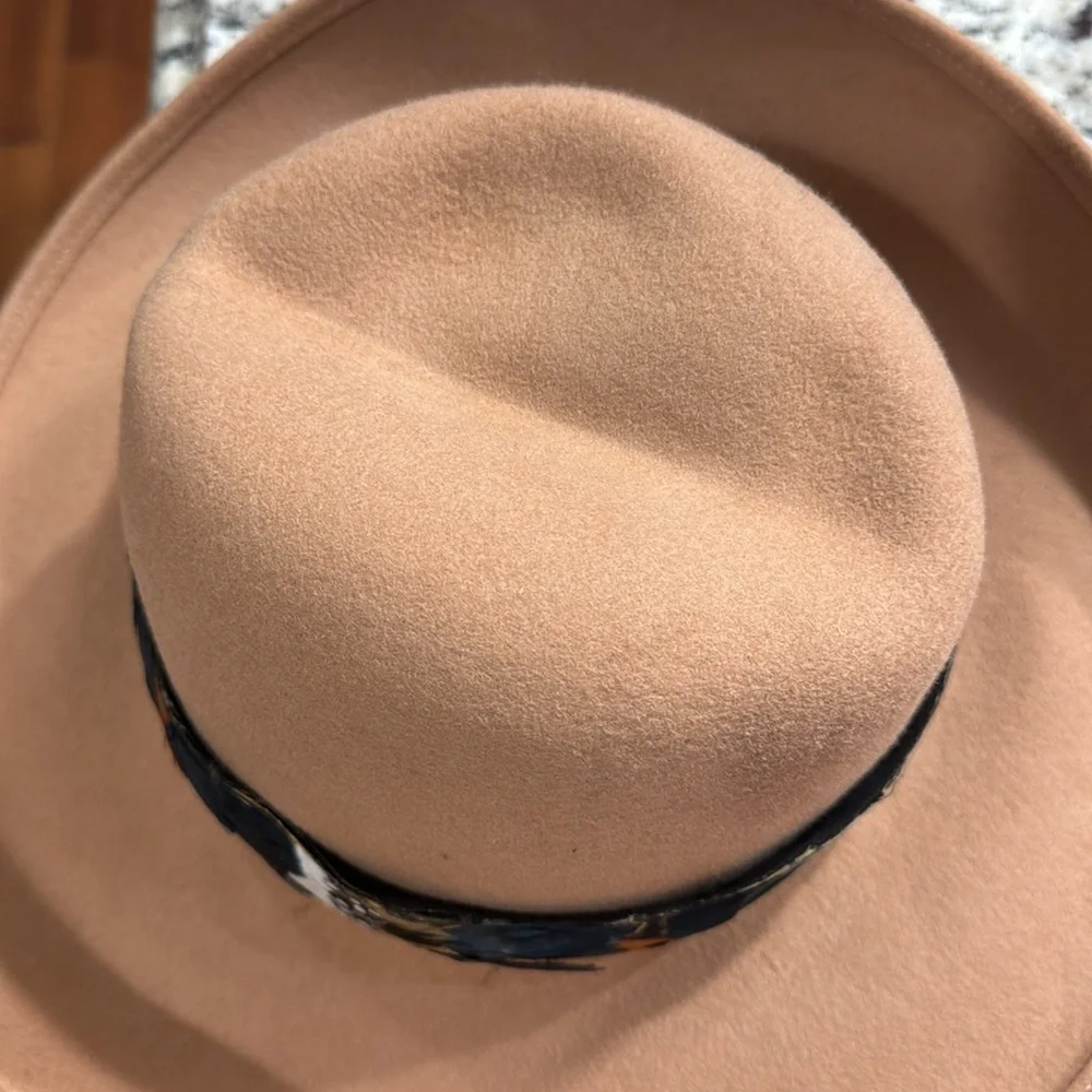 MARCHE’ 100% WOOL FEATHERED HAT - Picture 5 of 8